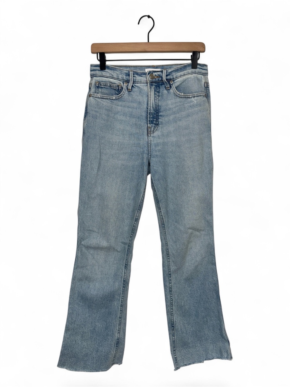 WJ555 {Good American} "Good Standard Kick Flare" Light Blue Crop Bootcut Jeans